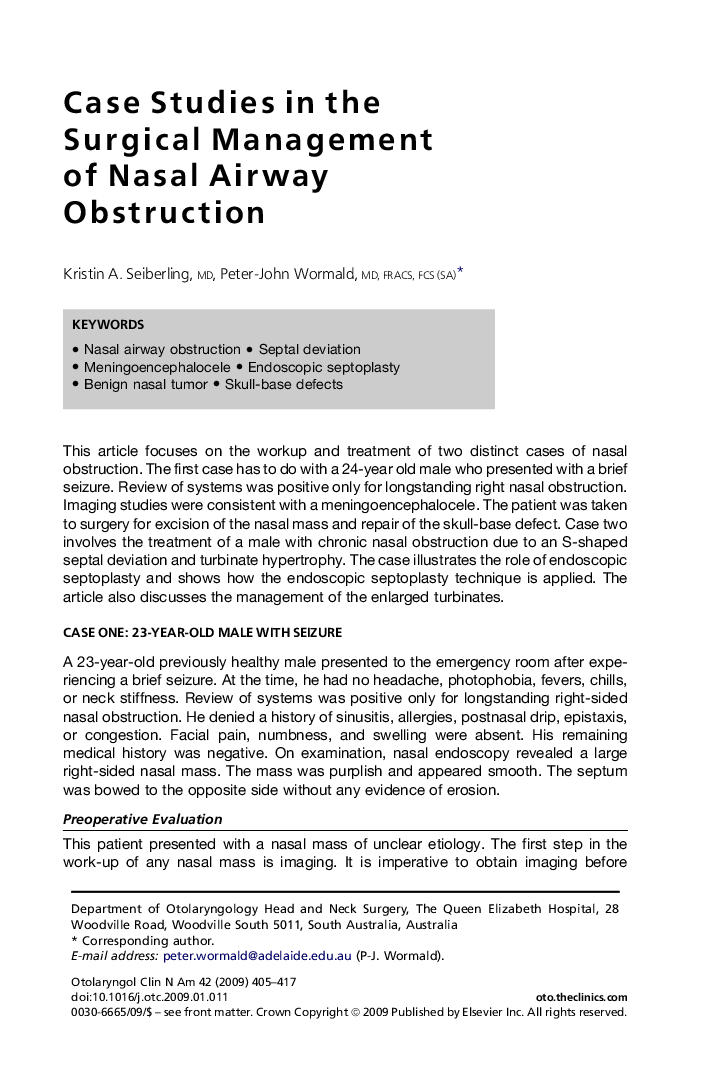 Case Studies in the Surgical Management of Nasal Airway Obstruction