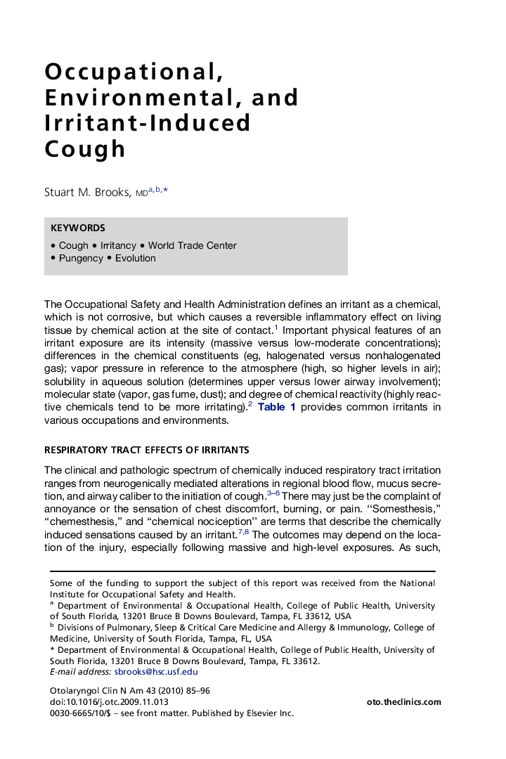 Occupational, Environmental, and Irritant-Induced Cough