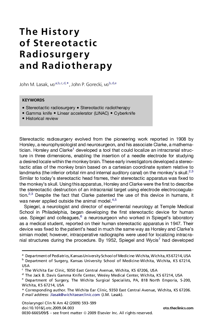 The History of Stereotactic Radiosurgery and Radiotherapy