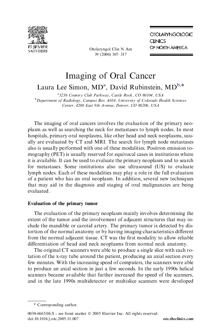 Imaging of Oral Cancer