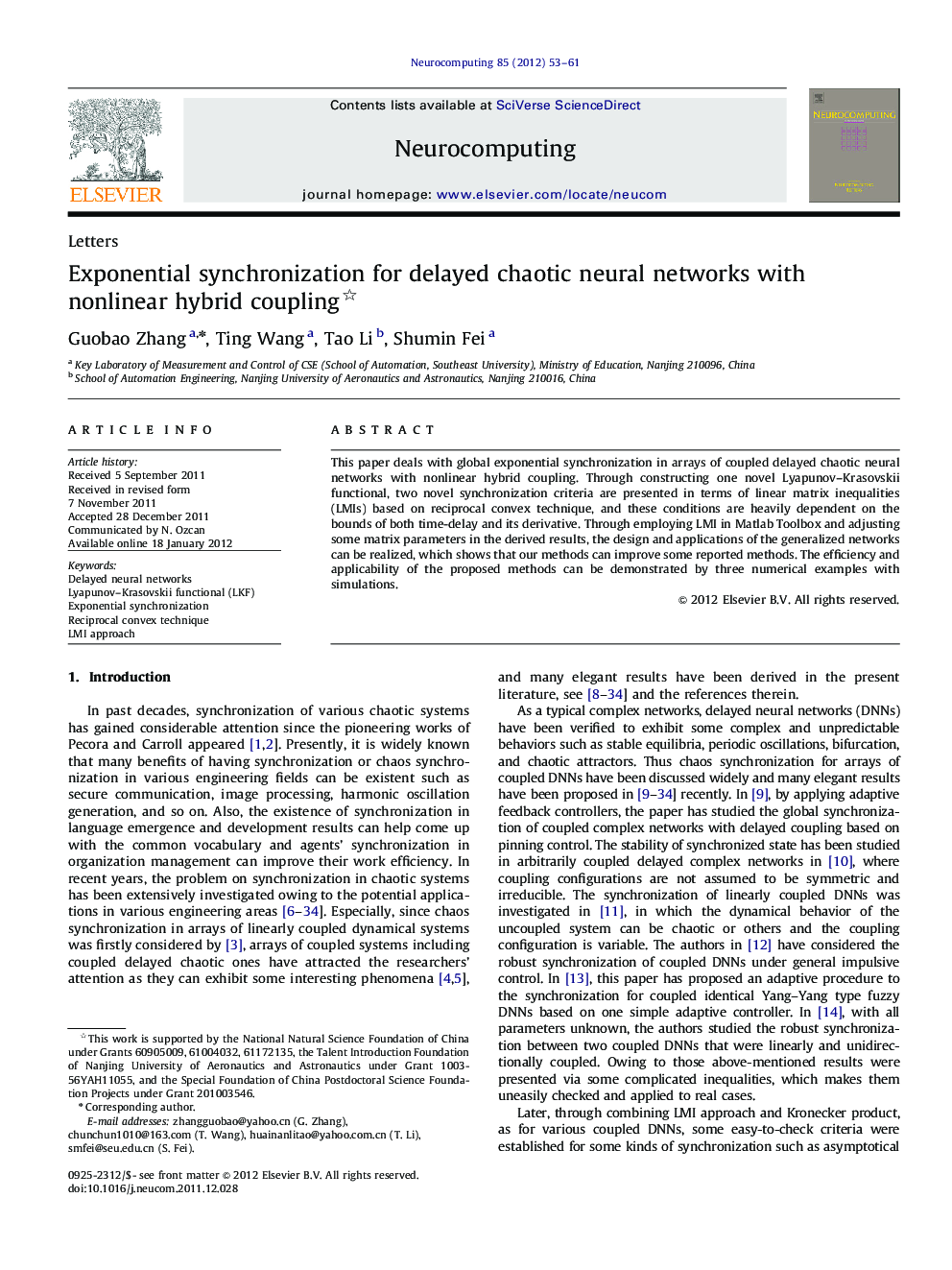 Exponential synchronization for delayed chaotic neural networks with nonlinear hybrid coupling 