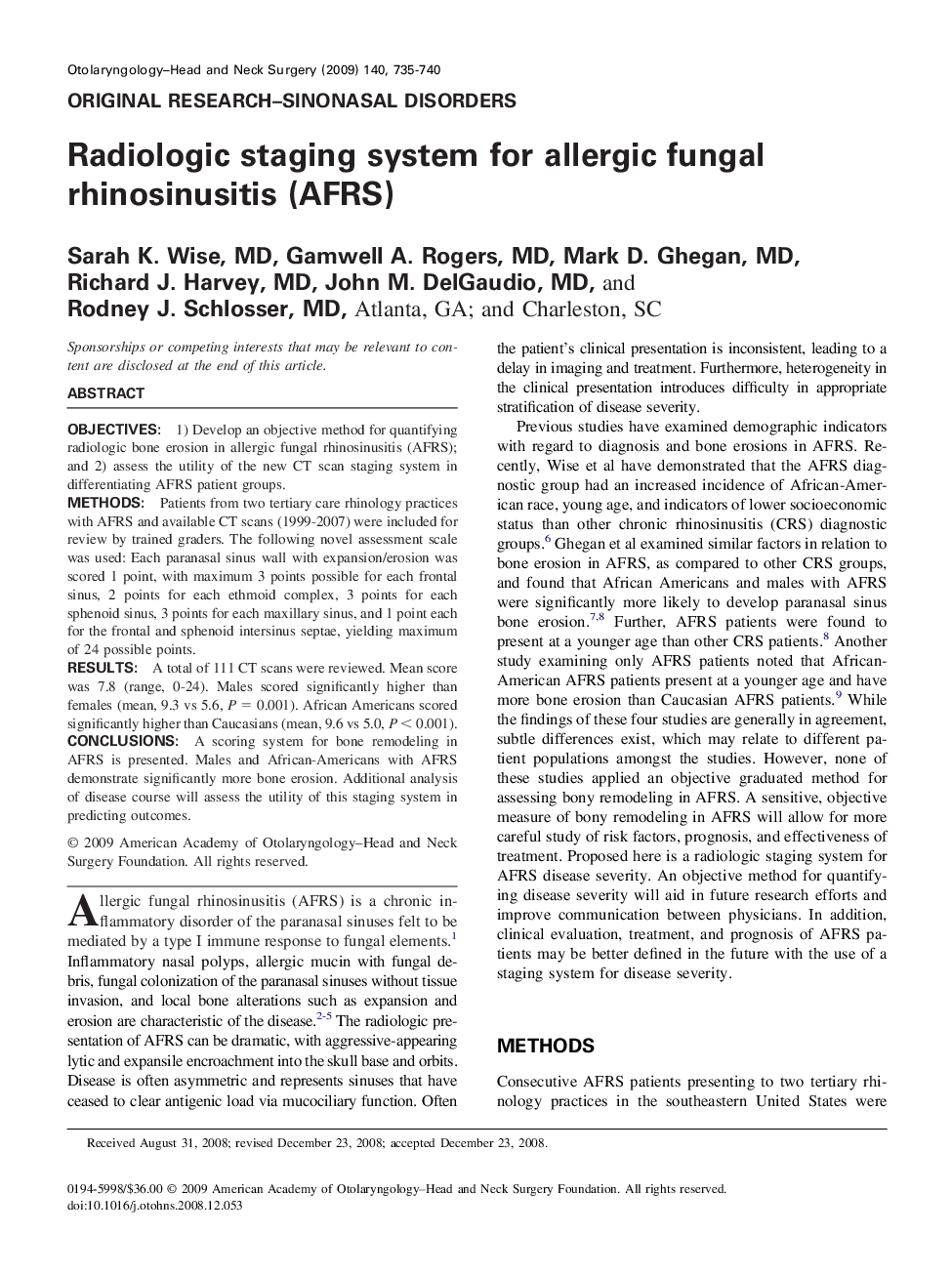 عکس صفحه اول مقاله: Radiologic staging system for allergic fungal rhinosinusitis (AFRS) Radiologic staging system for allergic fungal rhinosinusitis (AFRS)