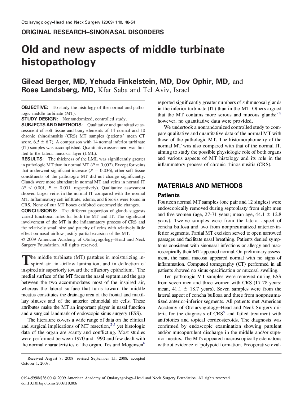 Old and new aspects of middle turbinate histopathology