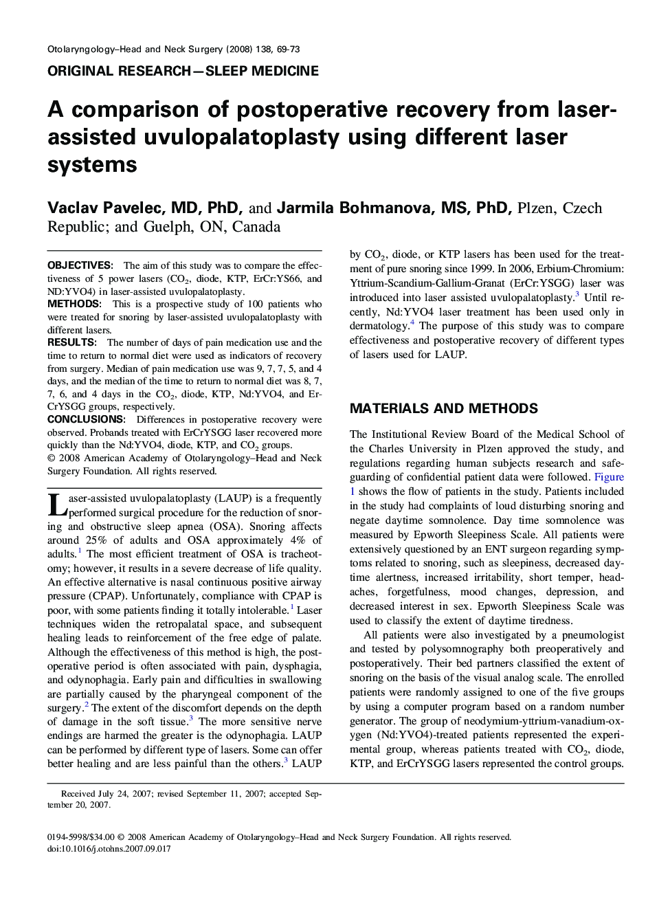 A comparison of postoperative recovery from laser-assisted uvulopalatoplasty using different laser systems