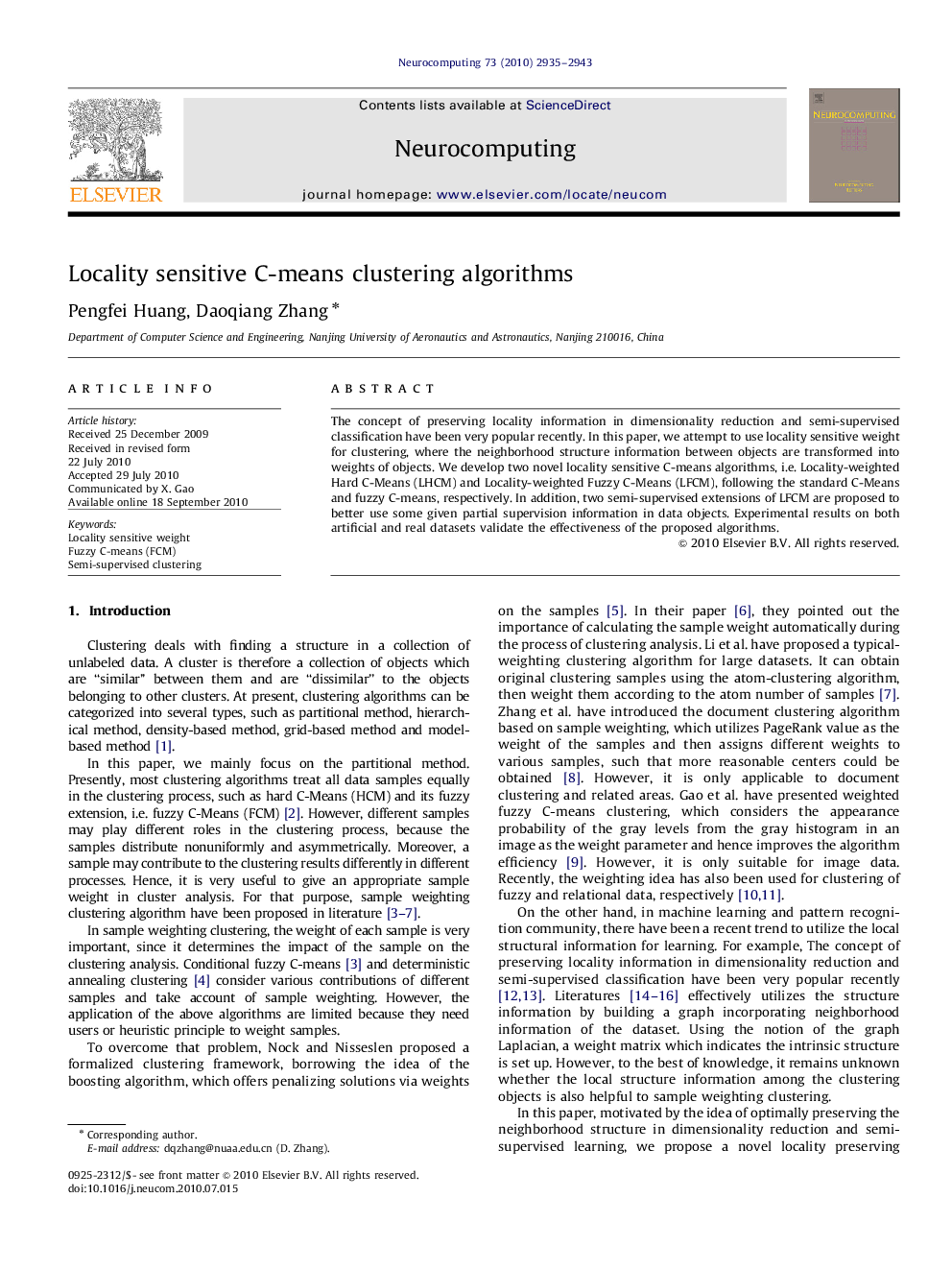 Locality sensitive C-means clustering algorithms