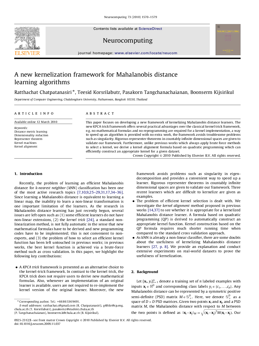 A new kernelization framework for Mahalanobis distance learning algorithms