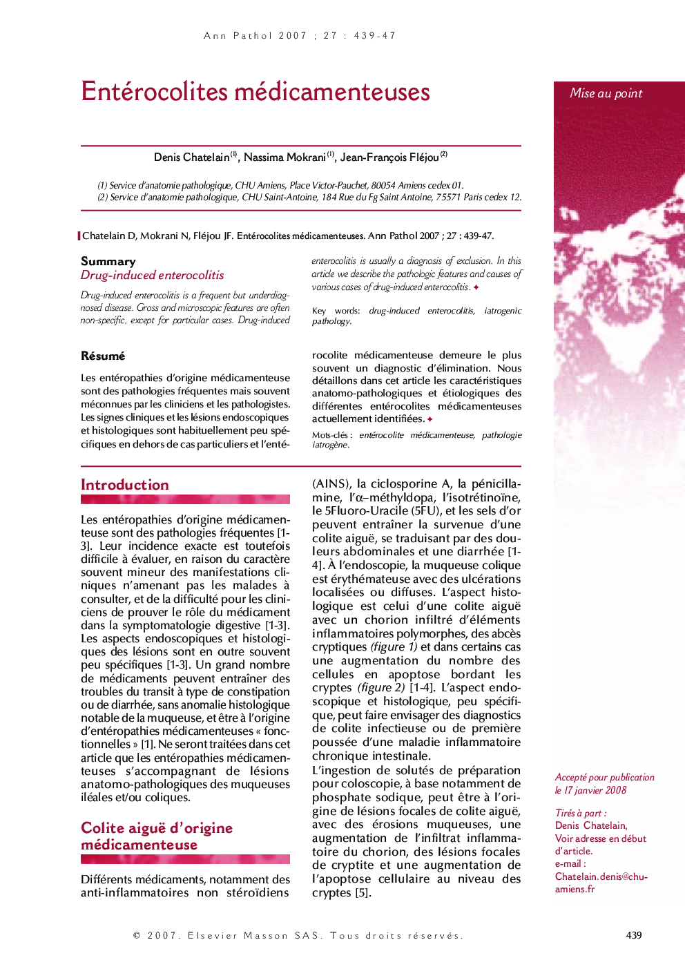 Mise au pointEntérocolites médicamenteusesDrug-induced enterocolitis