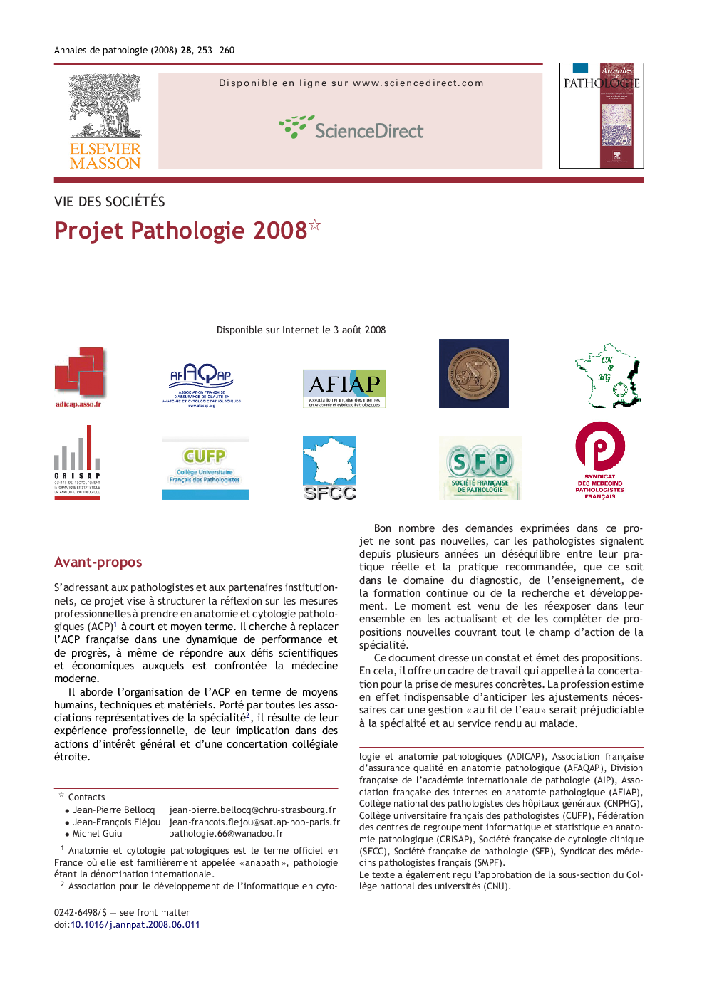 Projet Pathologie 2008