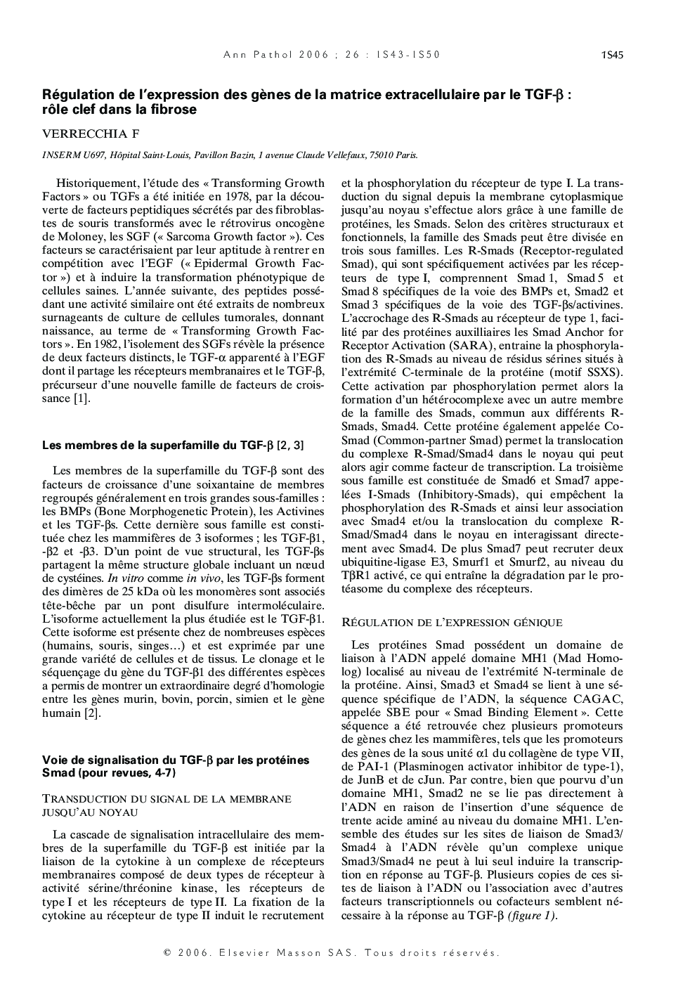 Régulation de l'expression des gÃ¨nes de la matrice extracellulaire par le TGF-Î² : rÃ´le clef dans la fibrose