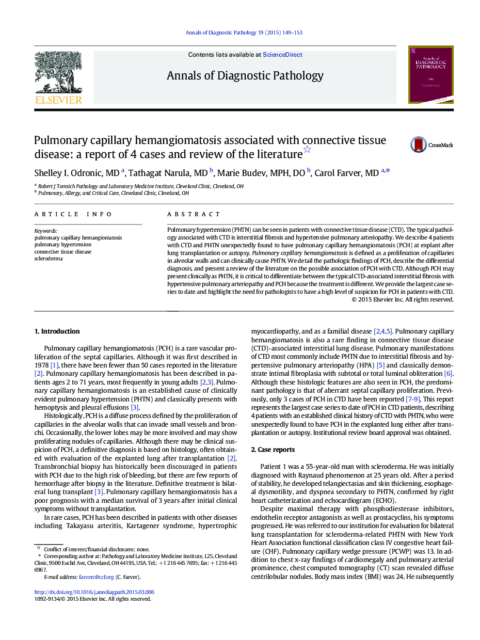 Pulmonary capillary hemangiomatosis associated with connective tissue disease: a report of 4 cases and review of the literature 