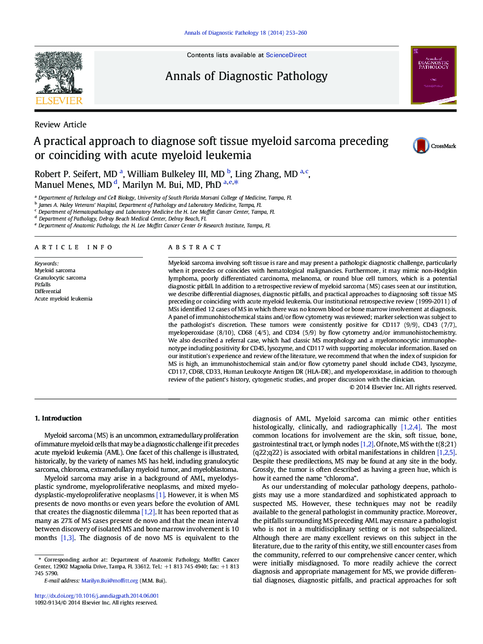 A practical approach to diagnose soft tissue myeloid sarcoma preceding or coinciding with acute myeloid leukemia