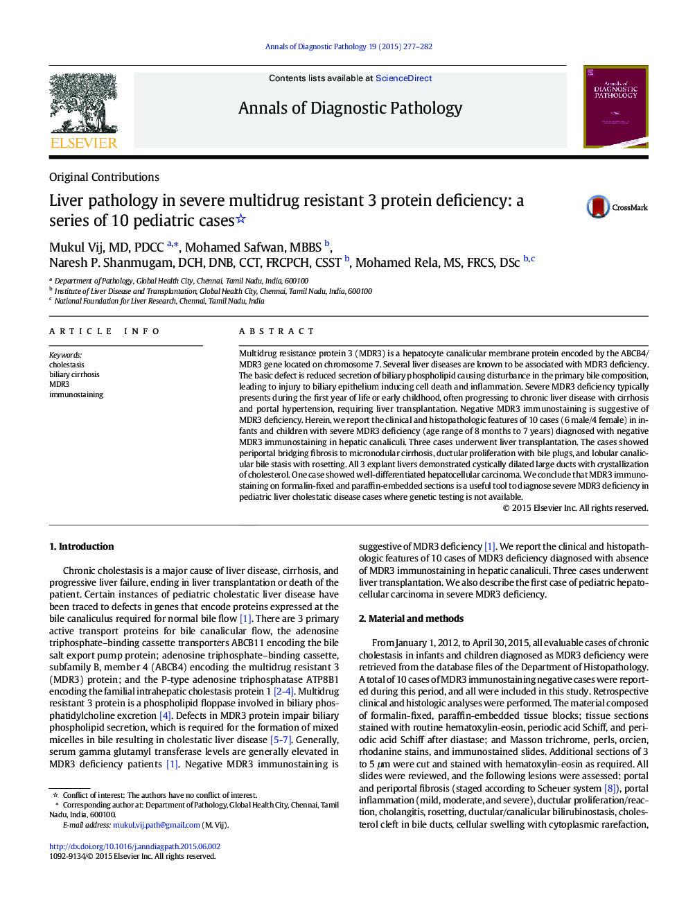 Liver pathology in severe multidrug resistant 3 protein deficiency: a series of 10 pediatric cases