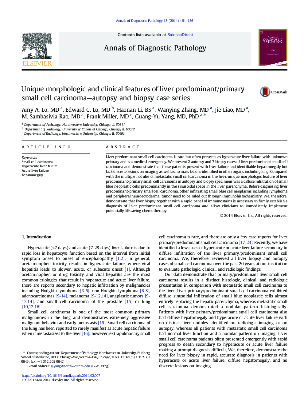 Unique morphologic and clinical features of liver predominant/primary small cell carcinoma—autopsy and biopsy case series