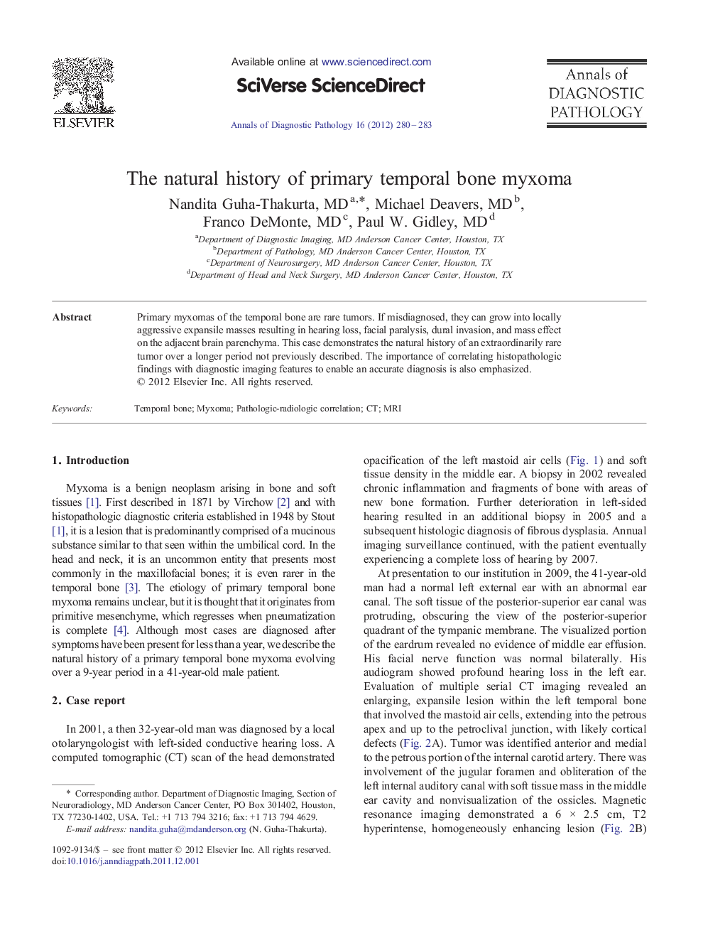 The natural history of primary temporal bone myxoma