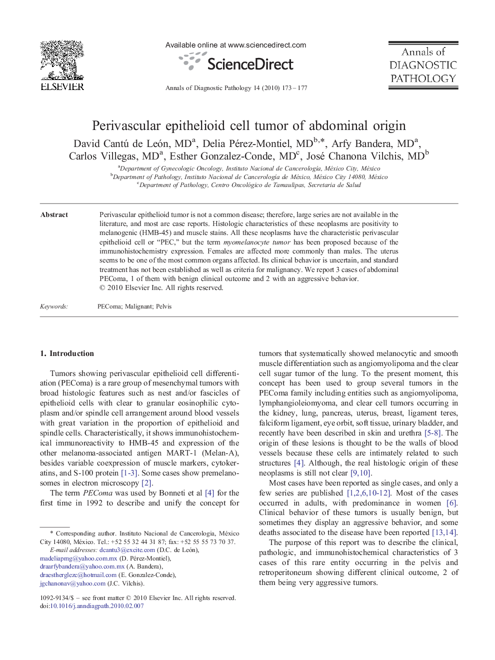 Perivascular epithelioid cell tumor of abdominal origin