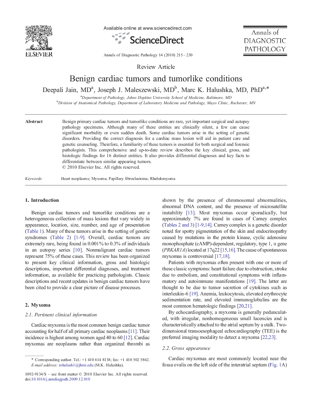 Benign cardiac tumors and tumorlike conditions