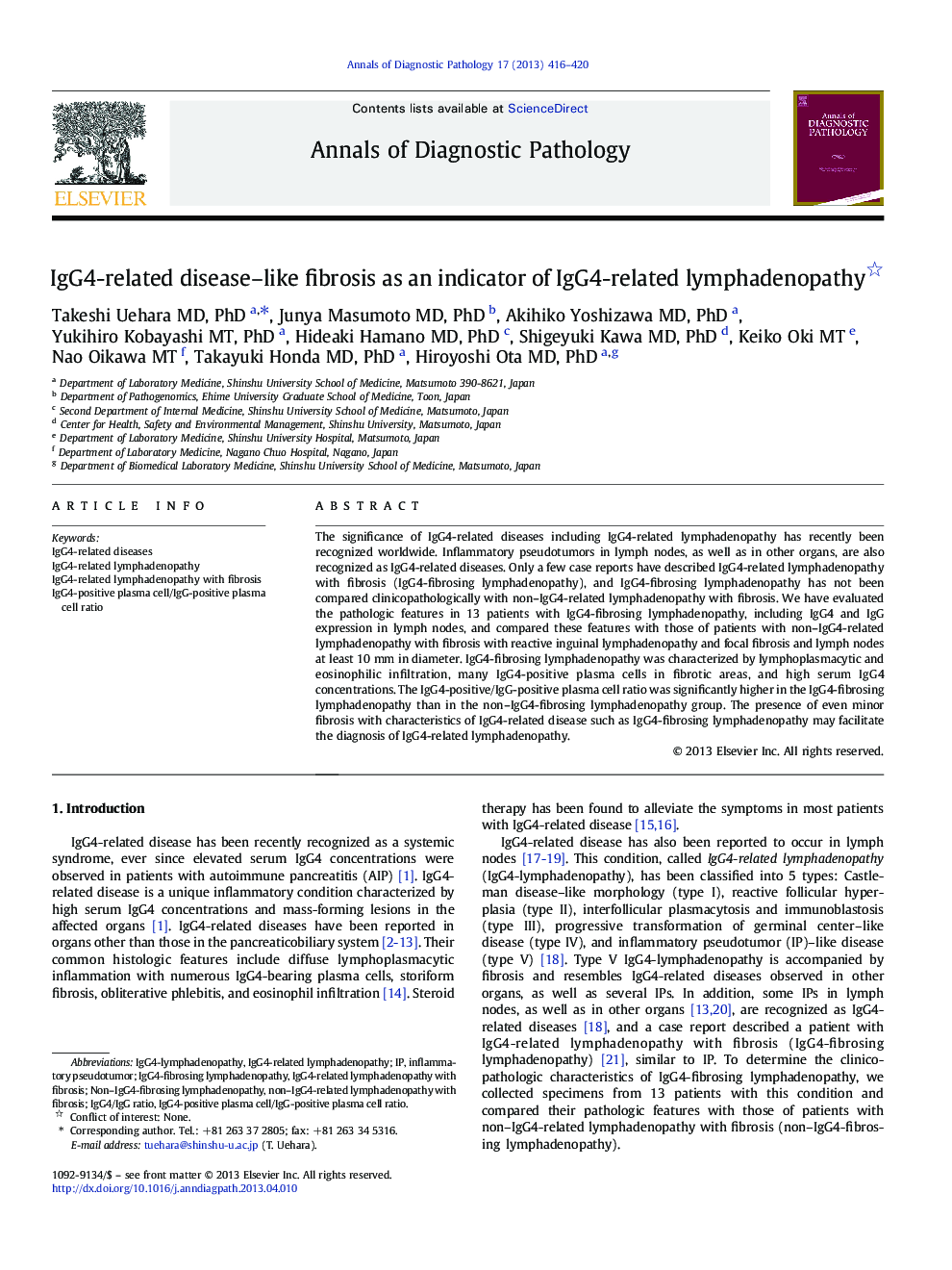 IgG4-related disease–like fibrosis as an indicator of IgG4-related lymphadenopathy 