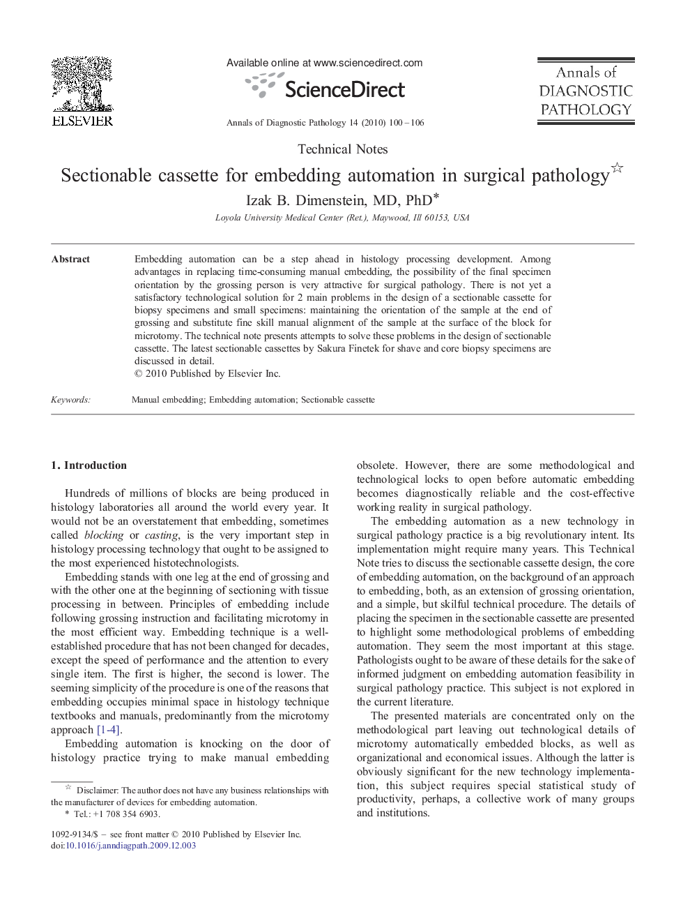 Sectionable cassette for embedding automation in surgical pathology 