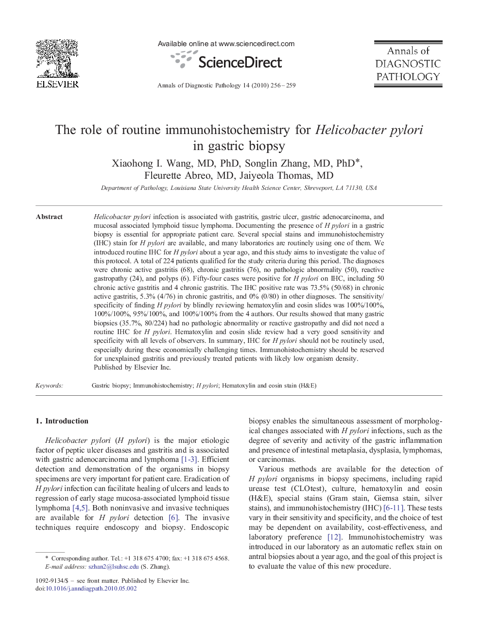 The role of routine immunohistochemistry for Helicobacter pylori in gastric biopsy