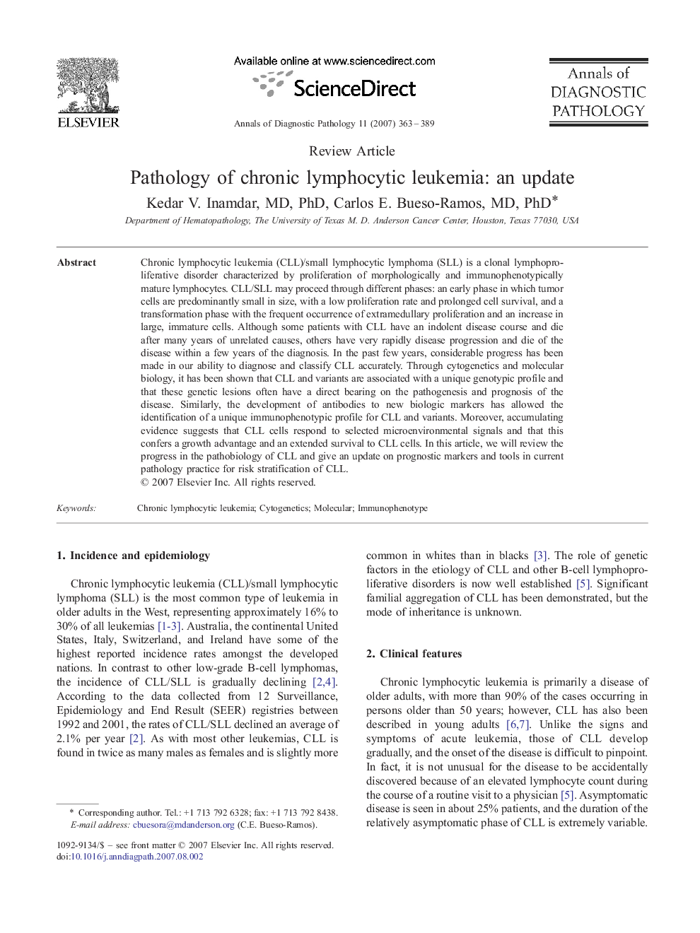 Pathology of chronic lymphocytic leukemia: an update