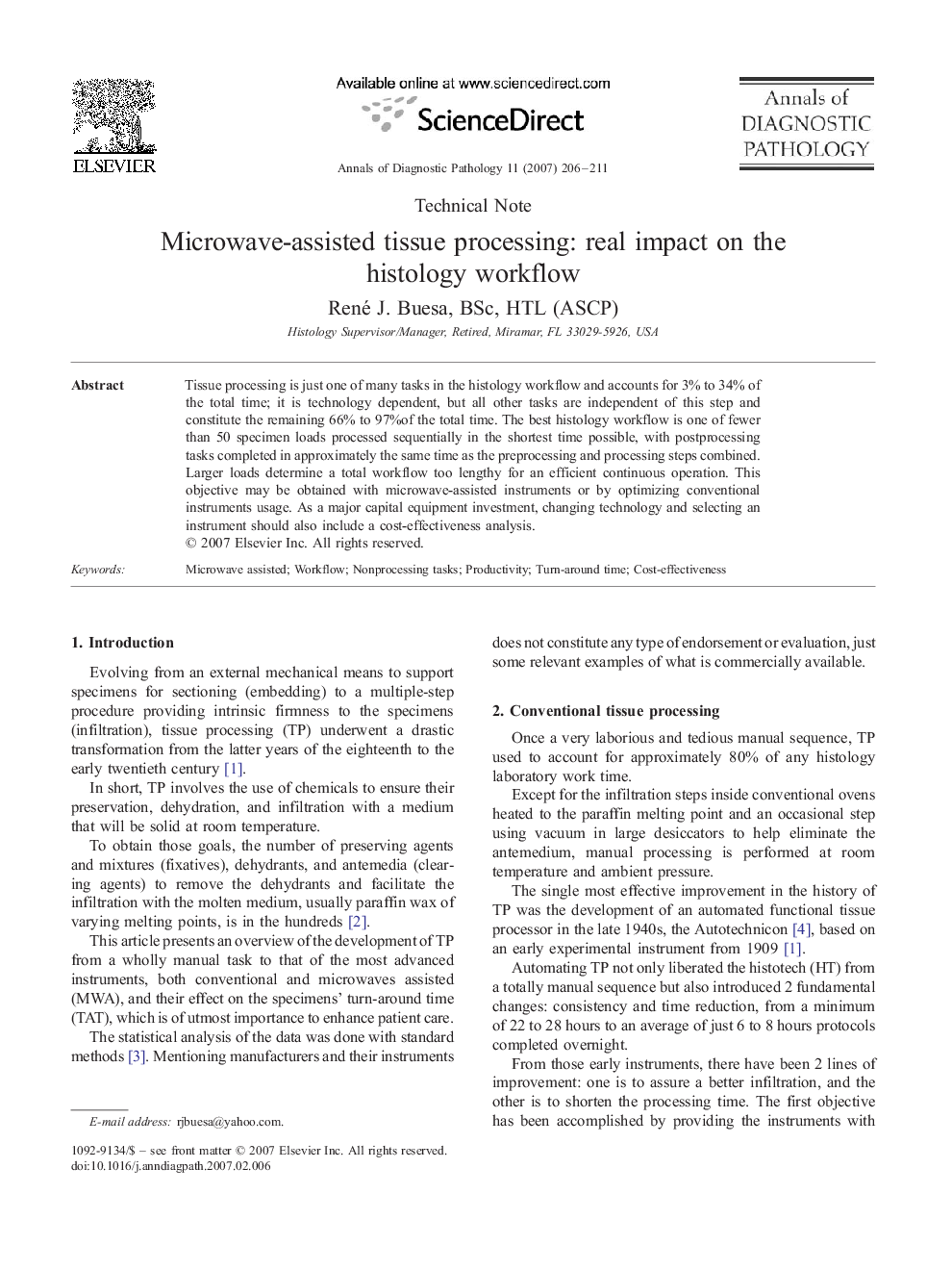 Microwave-assisted tissue processing: real impact on the histology workflow