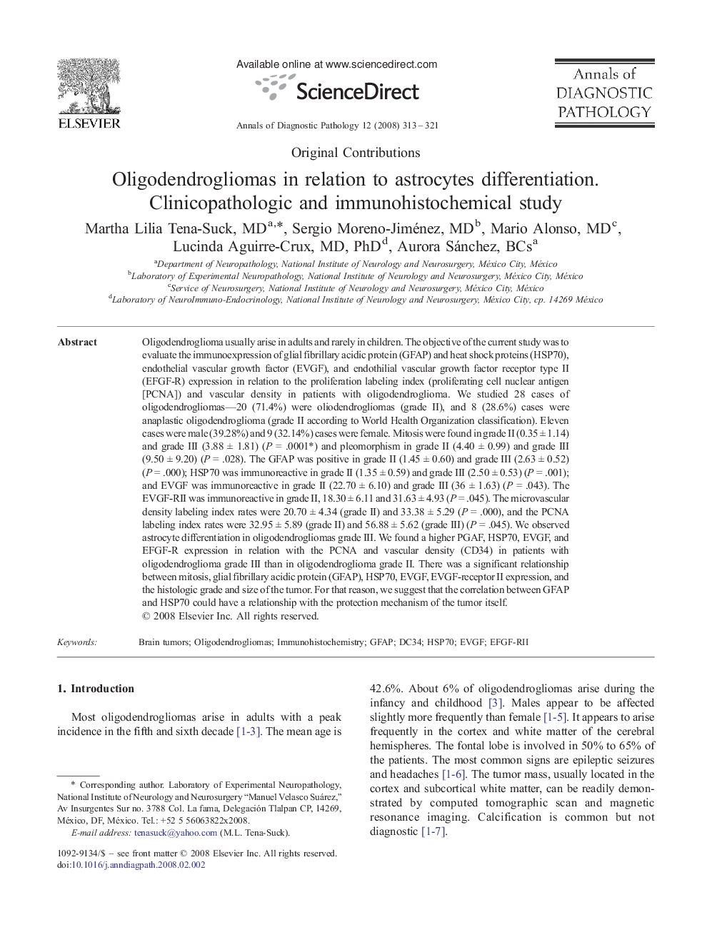 Oligodendrogliomas in relation to astrocytes differentiation. Clinicopathologic and immunohistochemical study