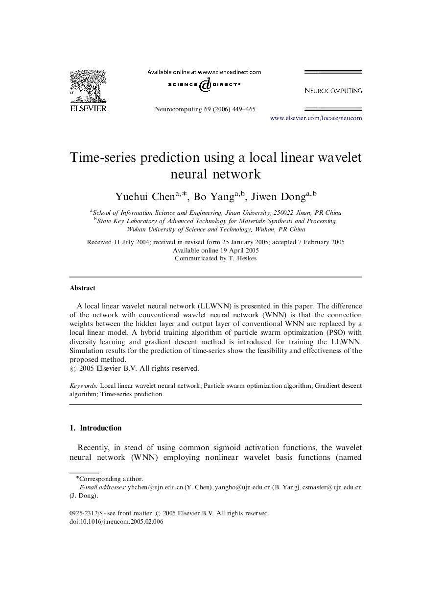 Time-series prediction using a local linear wavelet neural network