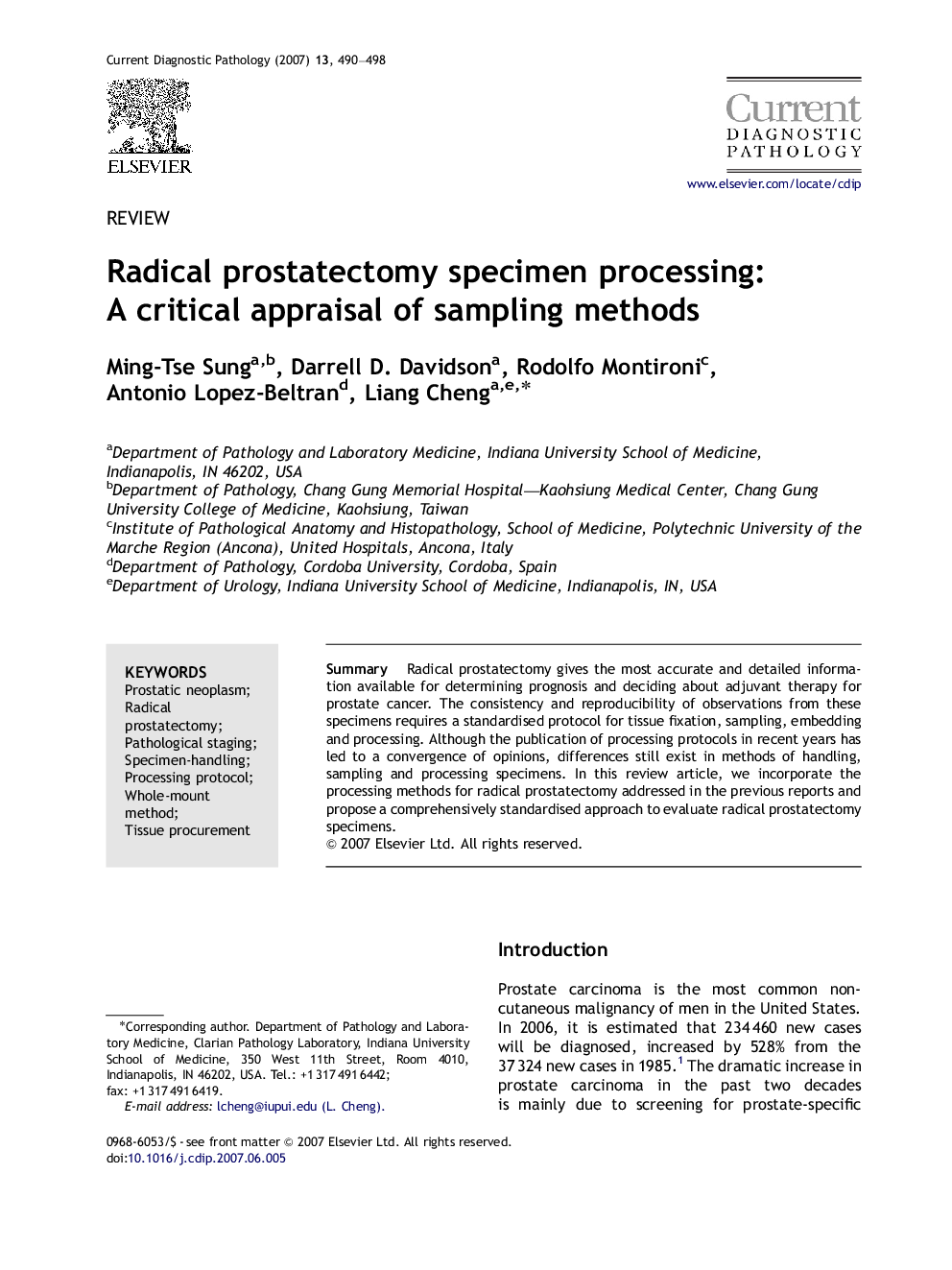 Radical prostatectomy specimen processing: A critical appraisal of sampling methods