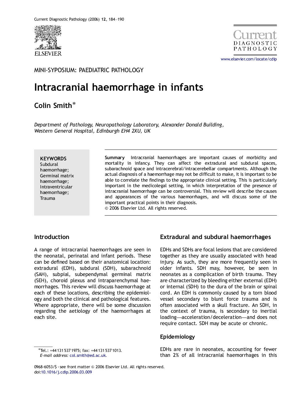 Intracranial haemorrhage in infants