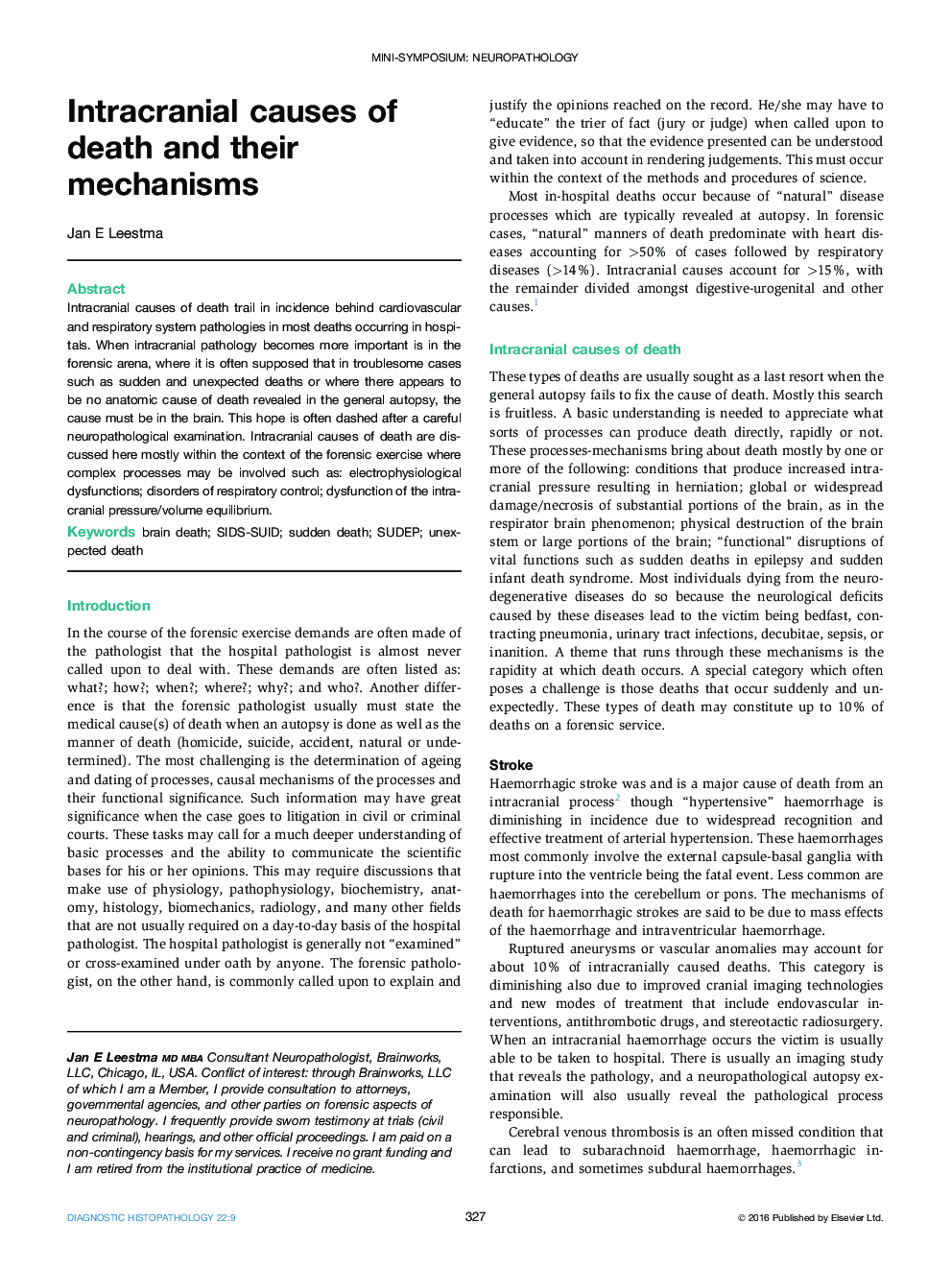 Intracranial causes of death and their mechanisms