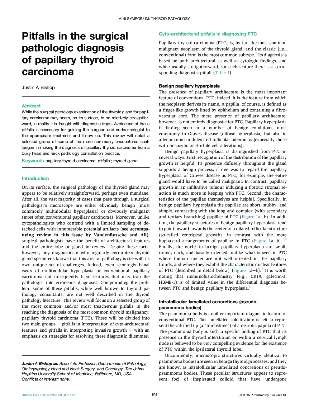 Pitfalls in the surgical pathologic diagnosis of papillary thyroid carcinoma