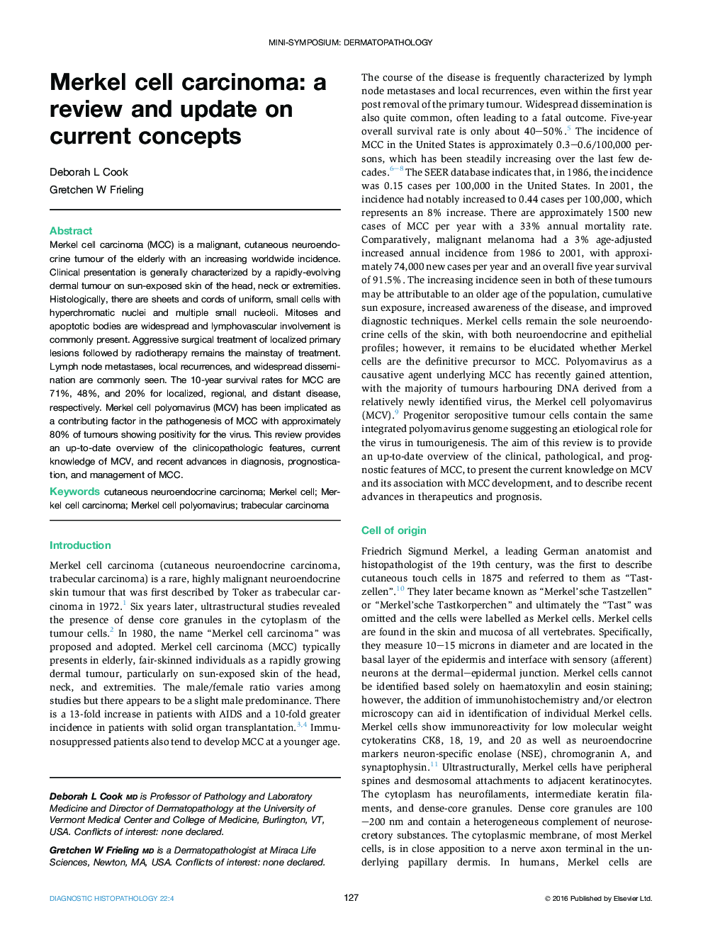 Merkel cell carcinoma: a review and update on current concepts