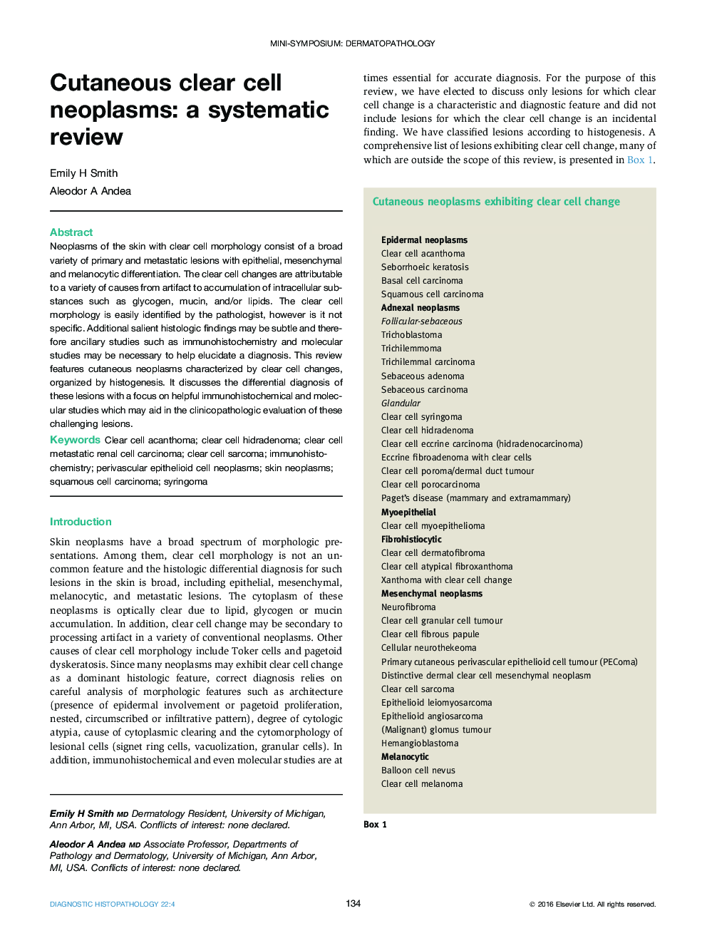 Cutaneous clear cell neoplasms: a systematic review