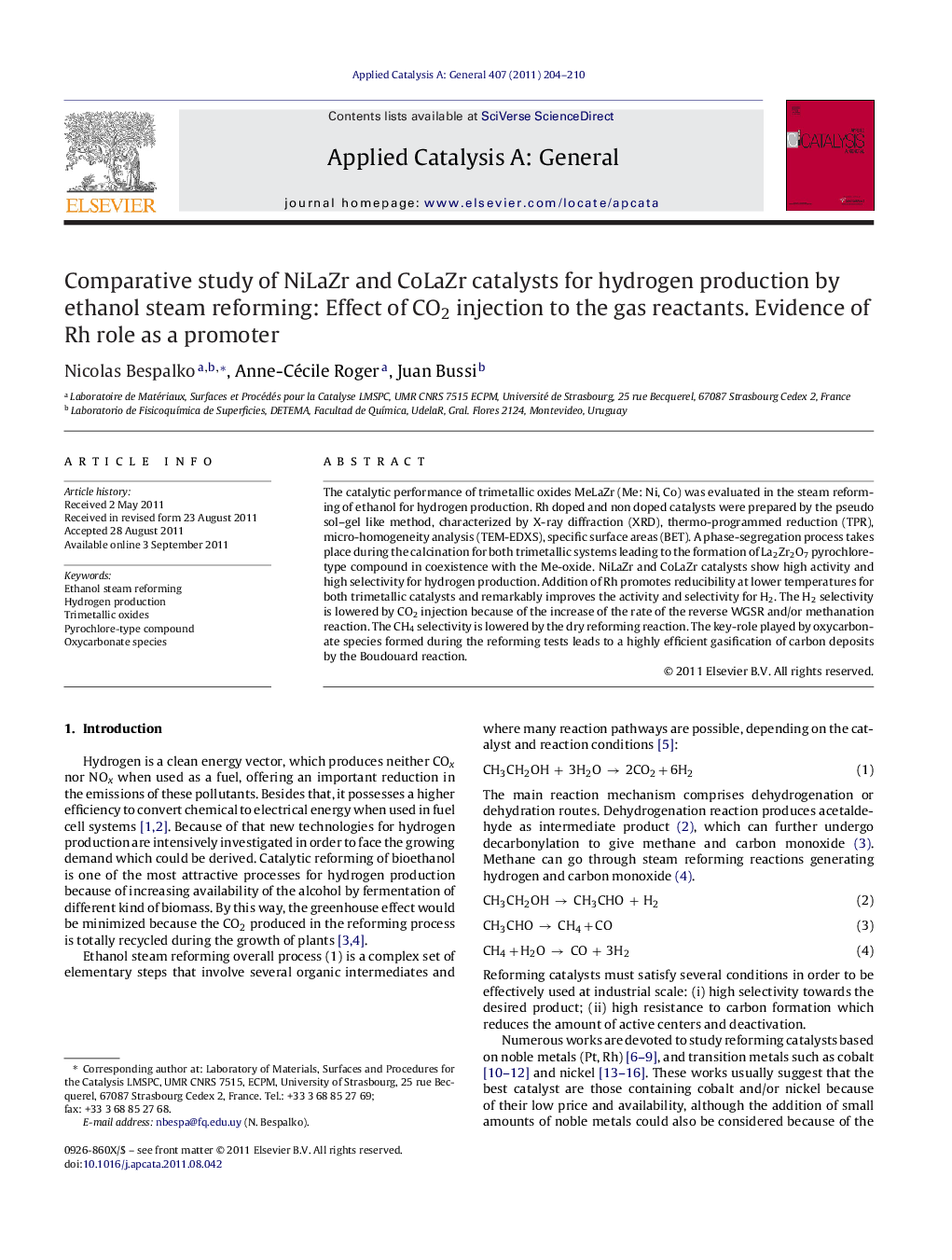 Comparative study of NiLaZr and CoLaZr catalysts for hydrogen production by ethanol steam reforming: Effect of CO2 injection to the gas reactants. Evidence of Rh role as a promoter