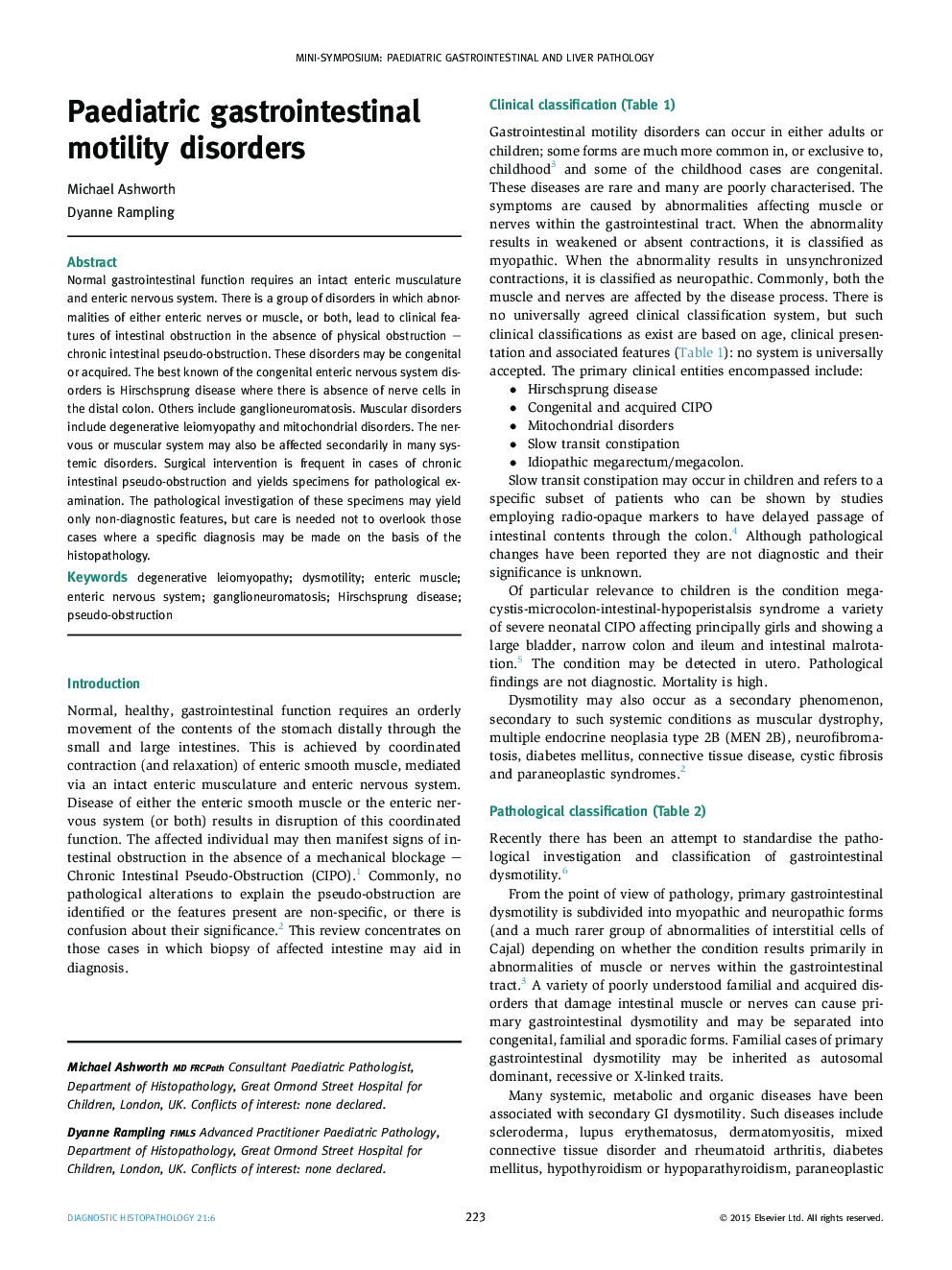 Paediatric gastrointestinal motility disorders