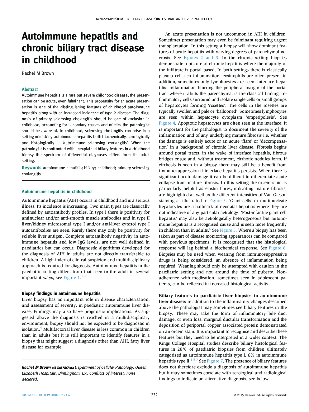 Autoimmune hepatitis and chronic biliary tract disease in childhood