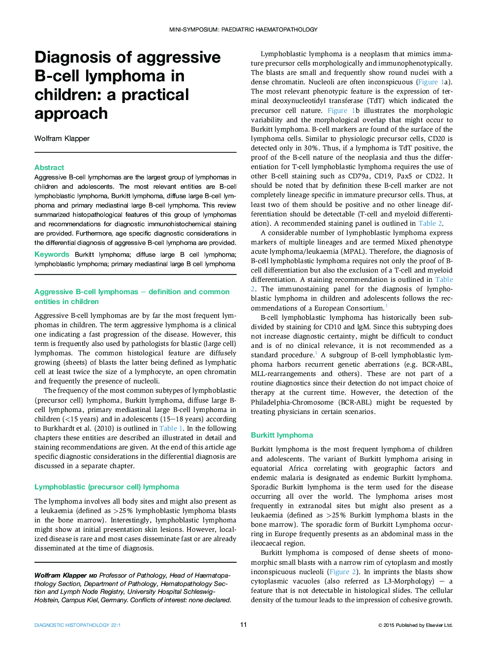 Diagnosis of aggressive B-cell lymphoma in children: a practical approach