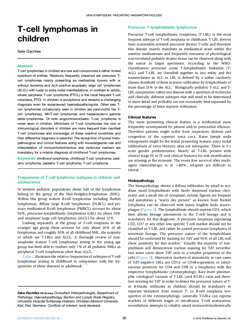 T-cell lymphomas in children