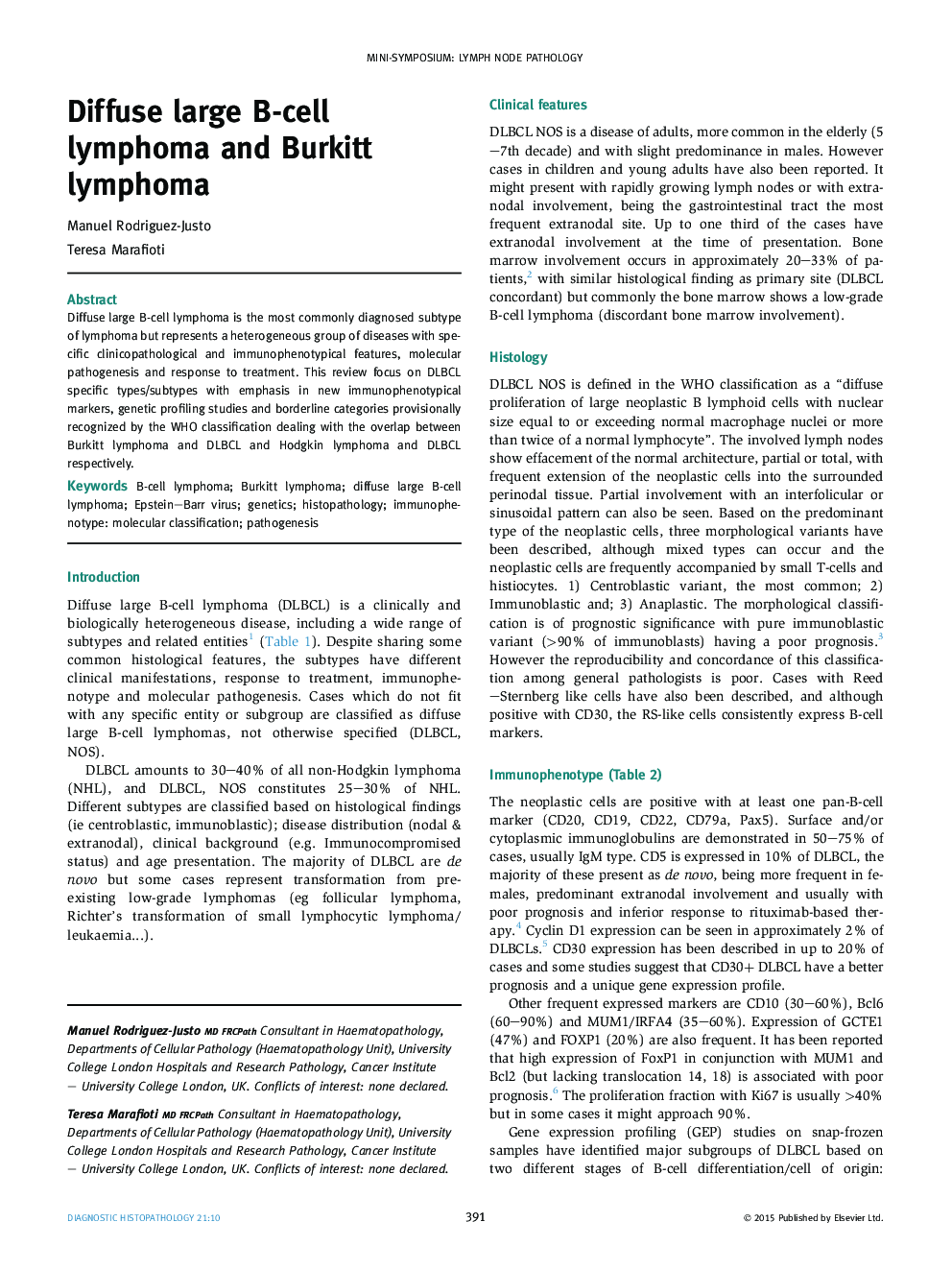 Diffuse large B-cell lymphoma and Burkitt lymphoma