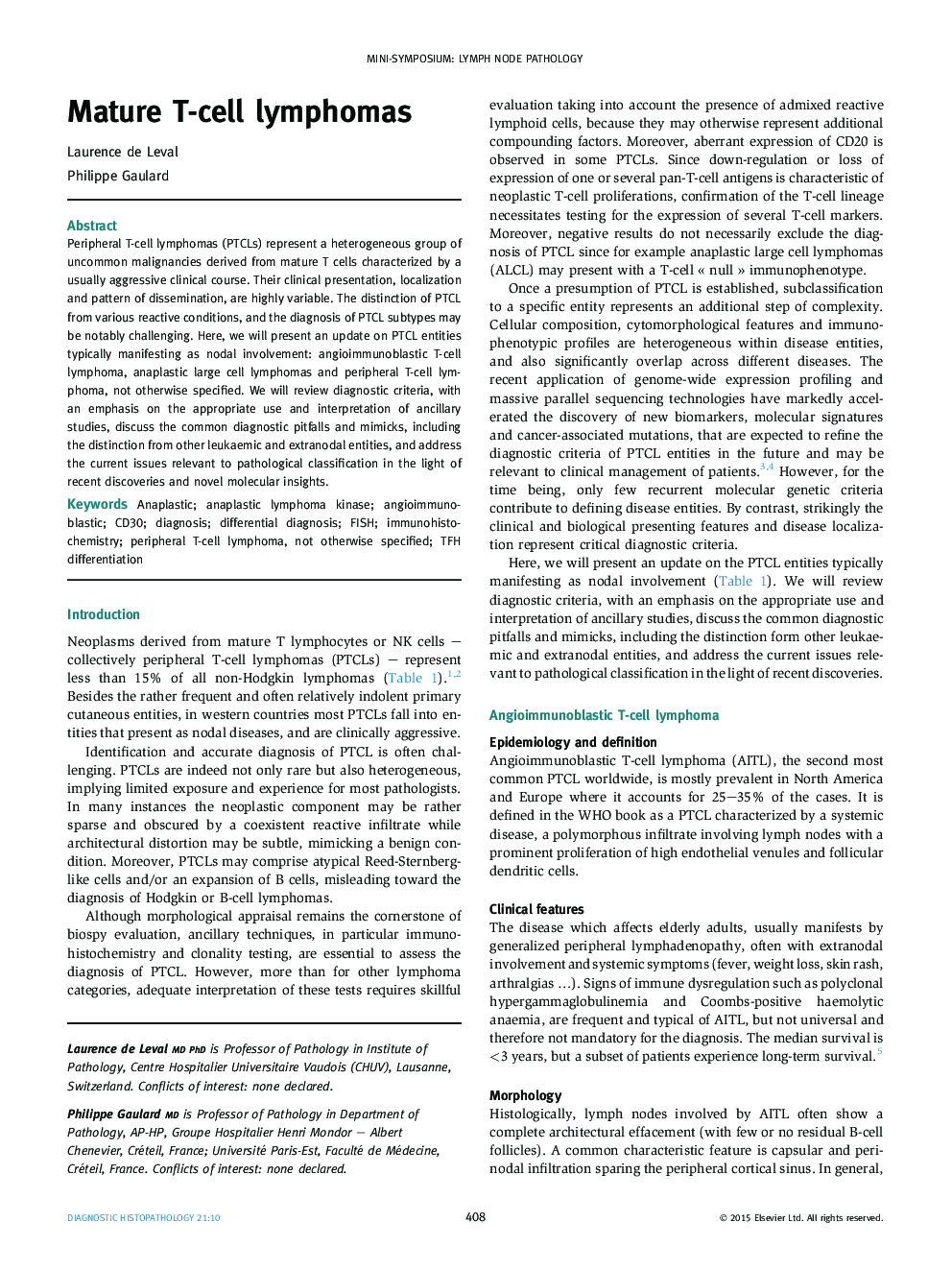 Mature T-cell lymphomas