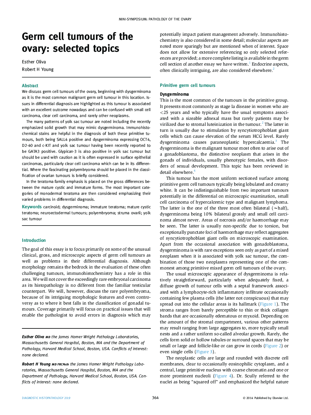 Germ cell tumours of the ovary: selected topics