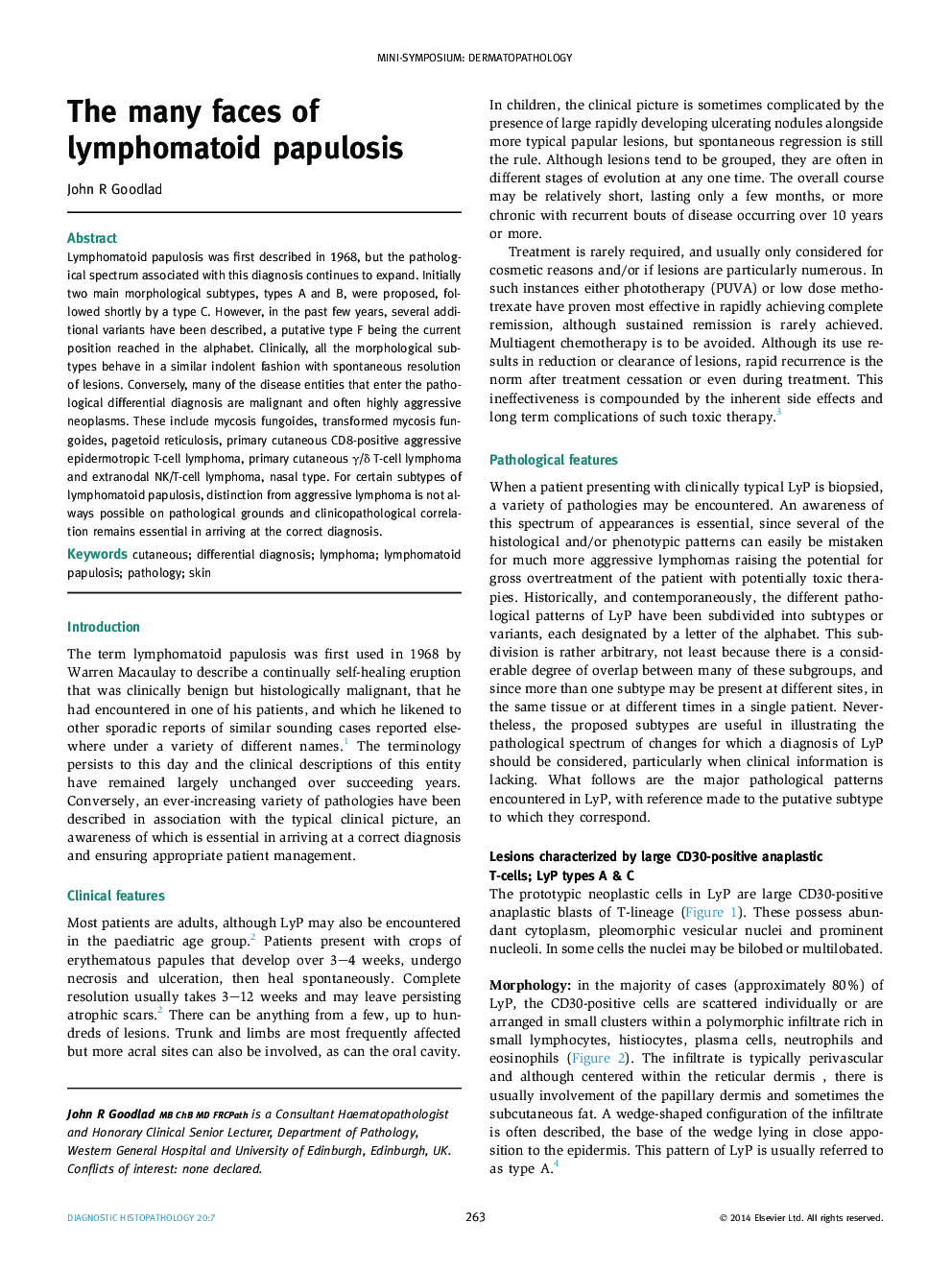 The many faces of lymphomatoid papulosis