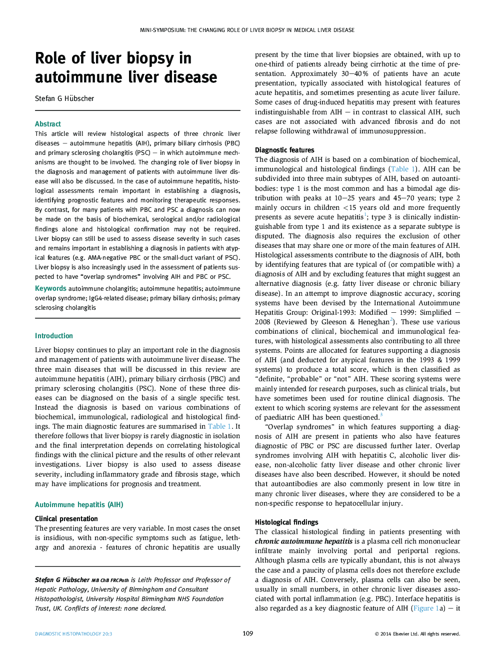 Role of liver biopsy in autoimmune liver disease