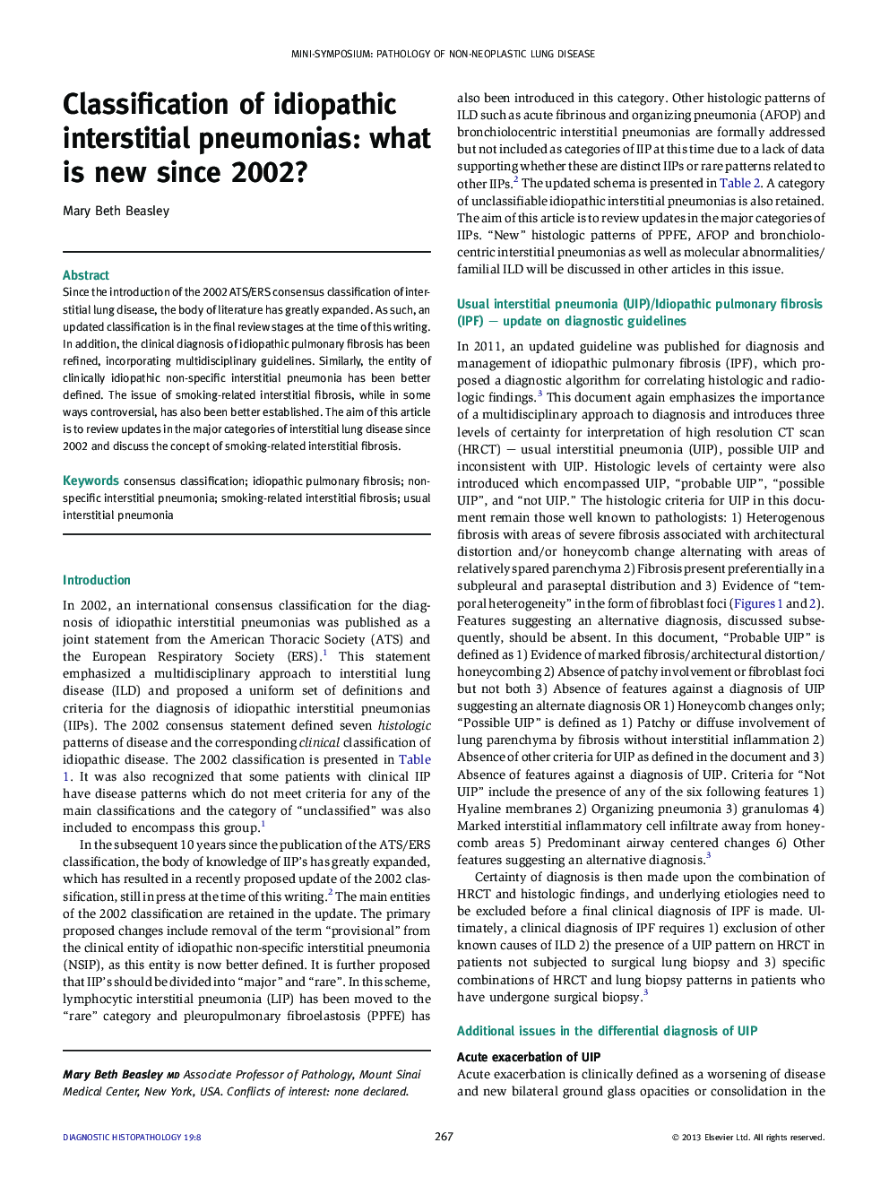 Classification of idiopathic interstitial pneumonias: what is new since 2002?