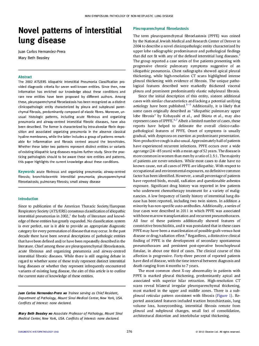 Novel patterns of interstitial lung disease