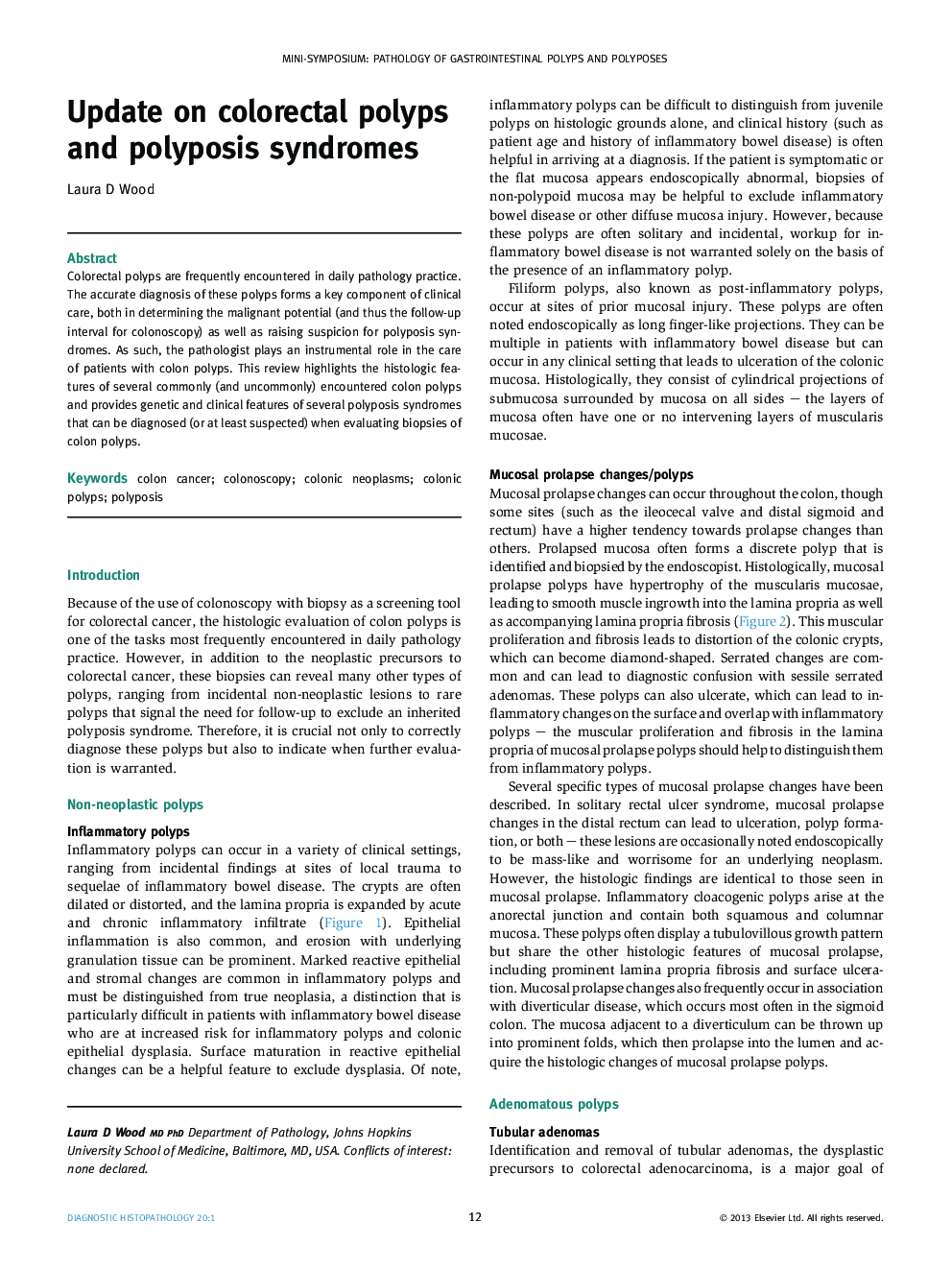 Update on colorectal polyps and polyposis syndromes