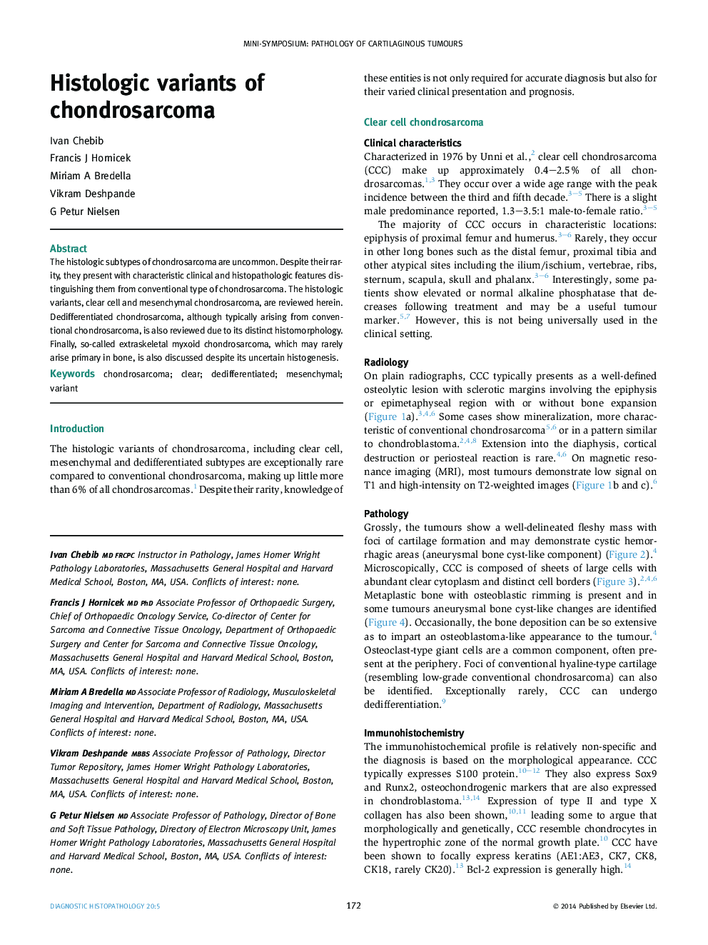 Histologic variants of chondrosarcoma