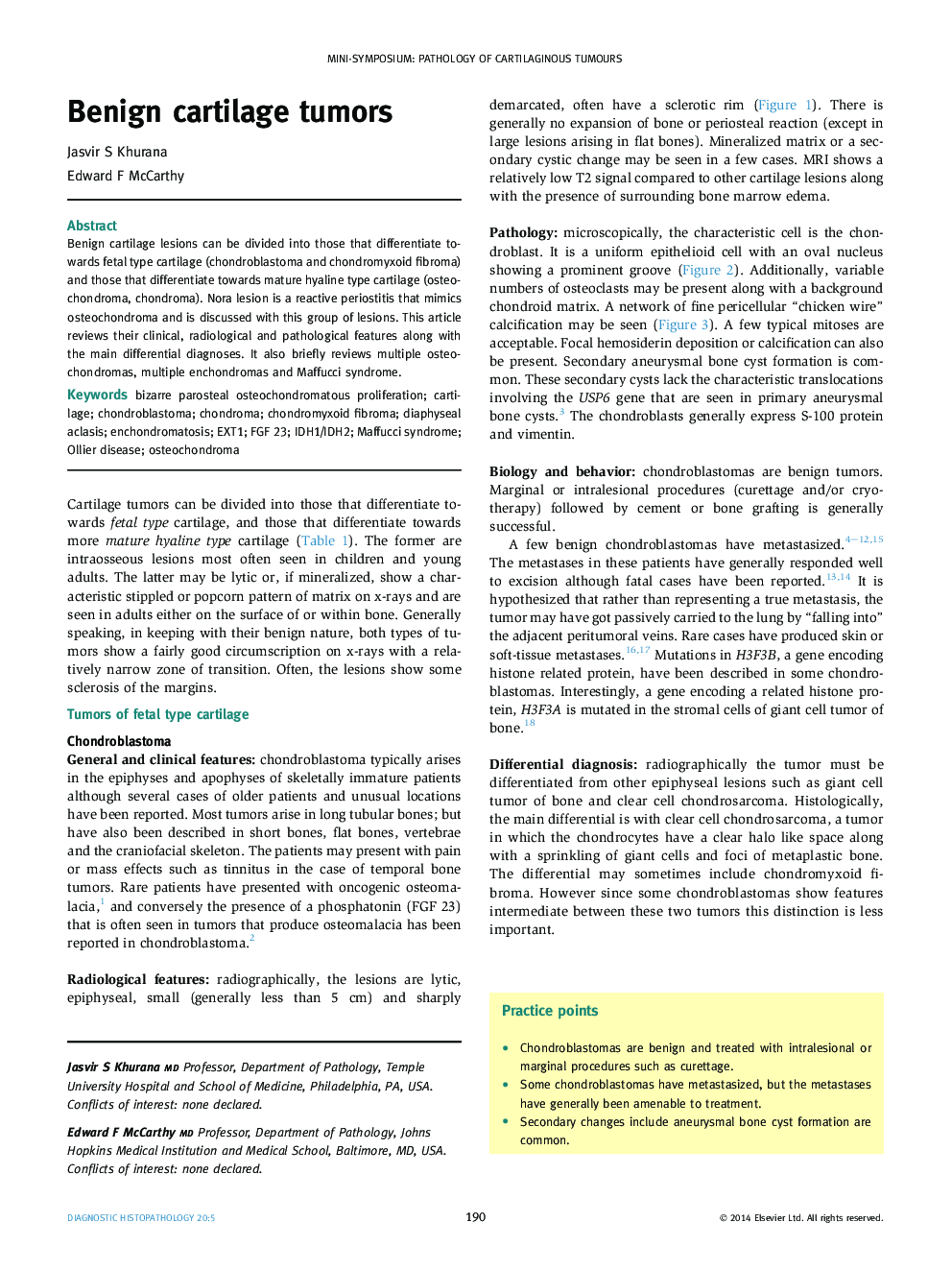 Benign cartilage tumors