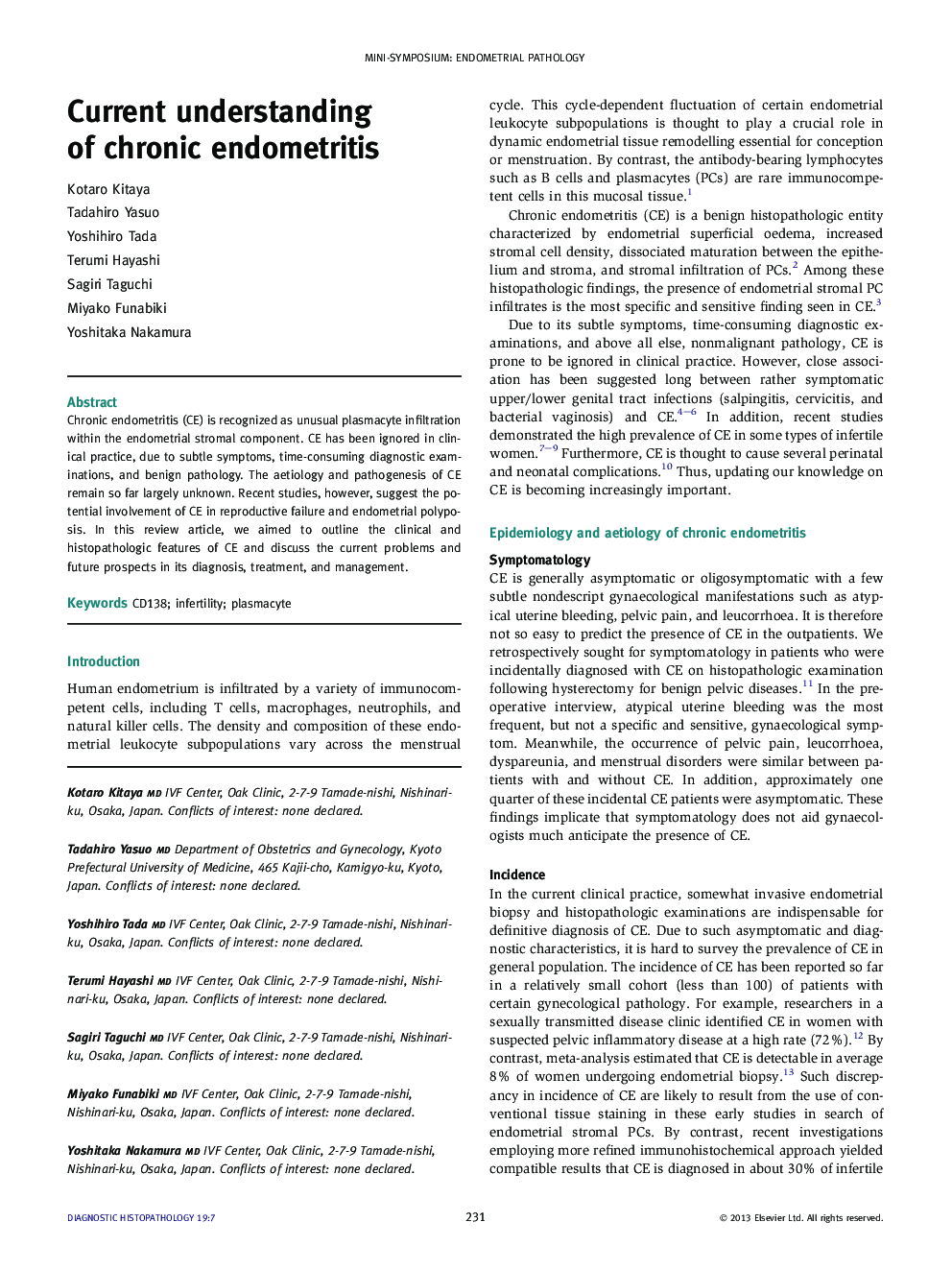 Current understanding of chronic endometritis