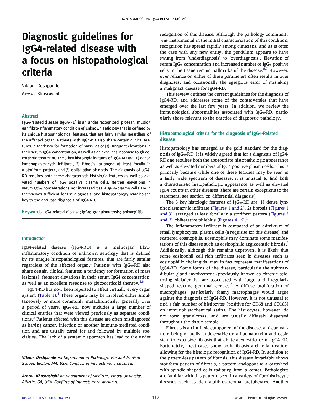 Diagnostic guidelines for IgG4-related disease with a focus on histopathological criteria